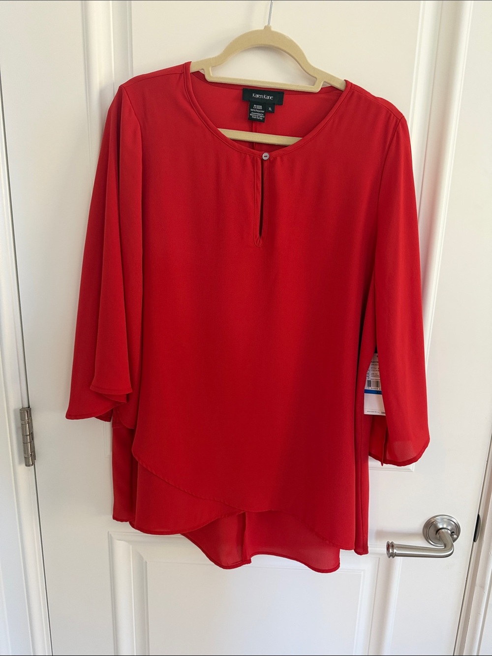 Karen Kane Bright Orange Red Layered Chiffon Tunic